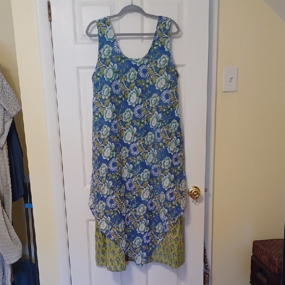 Robe Maxi Ethnique East Artisan Anokhi Verte - Coton Imprimé Bloc Main - Taille 10